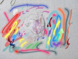Original Übermalte Qualle Kunstwerk aus Bornholm