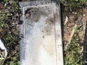 Original Metall-Müllkorb Morro Jable auf grünem Untergrund